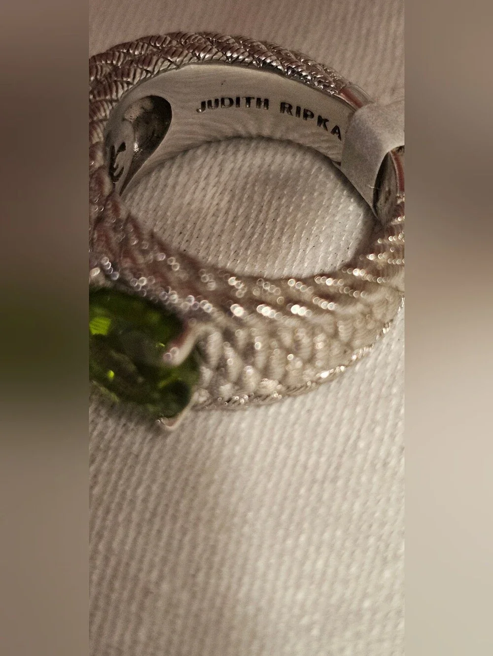 Judith Ripka Sterling Silver 925 Rope Ring Sz 6 w/ Natural Peridot Stones 14.71g